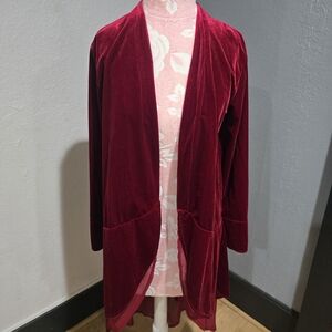 Elegant Red Velvet Women's Cardigan